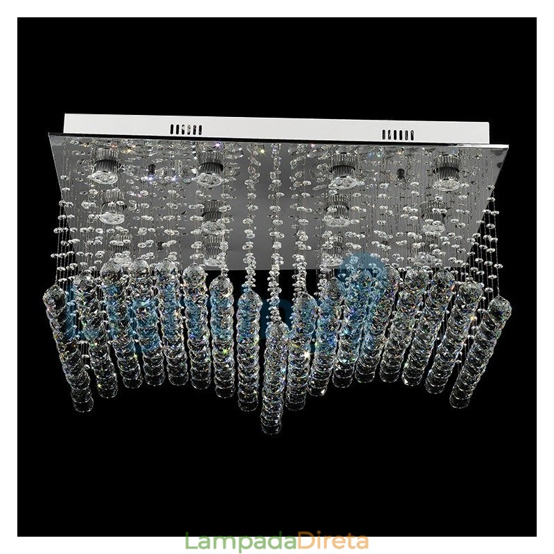 Lustre moderno contemporâneo, luminária pendente embutida, luz de gota de chuva de cristal