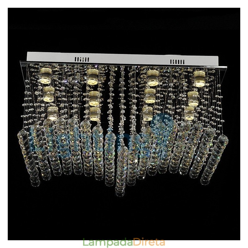 Lustre moderno contemporâneo, luminária pendente embutida, luz de gota de chuva de cristal