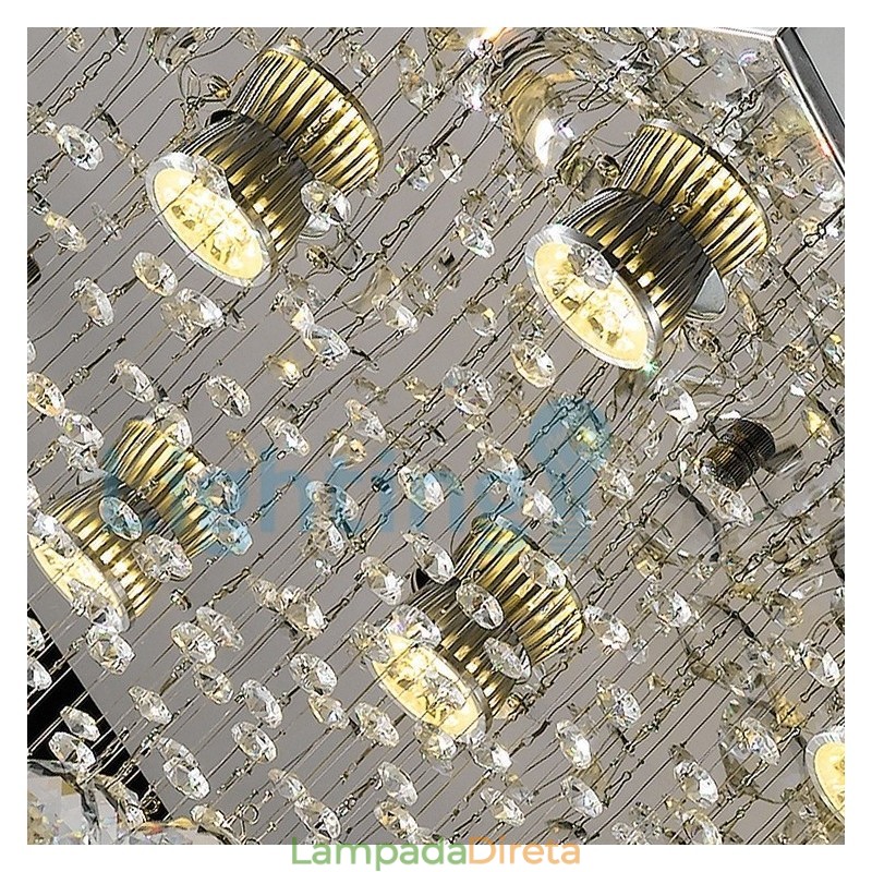 Lustre moderno contemporâneo, luminária pendente embutida, luz de gota de chuva de cristal