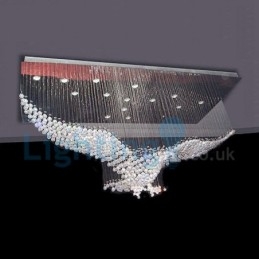 Lustre moderno contemporâneo, luminária pendente embutida, luz de gota de chuva de cristal