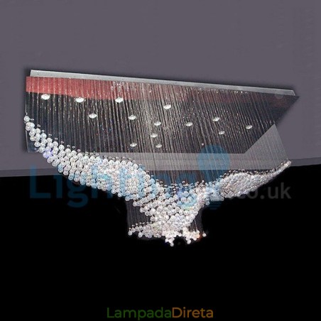 Lustre moderno contemporâneo, luminária pendente embutida, luz de gota de chuva de cristal Lustre moderno contemporâneo, luminária pendente embutida, luz de gota de chuva de cristal