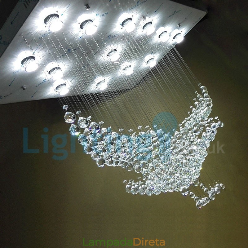 Lustre moderno contemporâneo, luminária pendente embutida, luz de gota de chuva de cristal