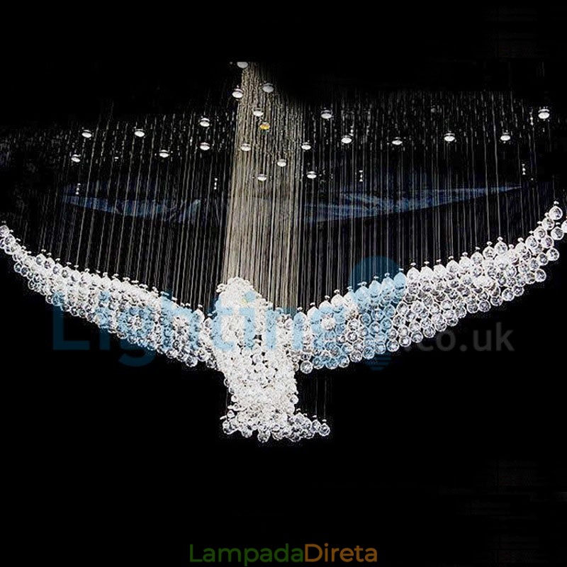 Lustre moderno contemporâneo, luminária pendente embutida, luz de gota de chuva de cristal