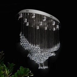Lustre moderno contemporâneo, luminária pendente embutida, luz de gota de chuva de cristal
