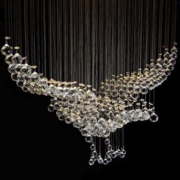 Lustre moderno contemporâneo, luminária pendente embutida, luz de gota de chuva de cristal
