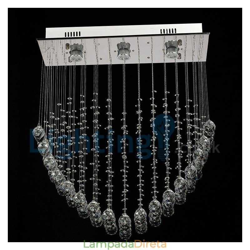 Lustre moderno contemporâneo, luminária pendente embutida, luz de gota de chuva de cristal