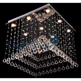 Lustre moderno contemporâneo, luminária pendente embutida, luz de gota de chuva de cristal