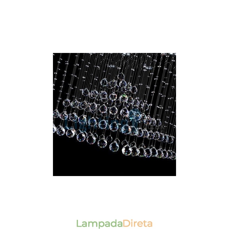 Lustre moderno contemporâneo, luminária pendente embutida, luz de gota de chuva de cristal