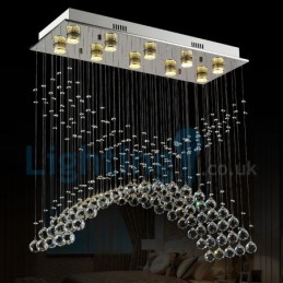 Lustre moderno contemporâneo, luminária pendente embutida, luz de gota de chuva de cristal