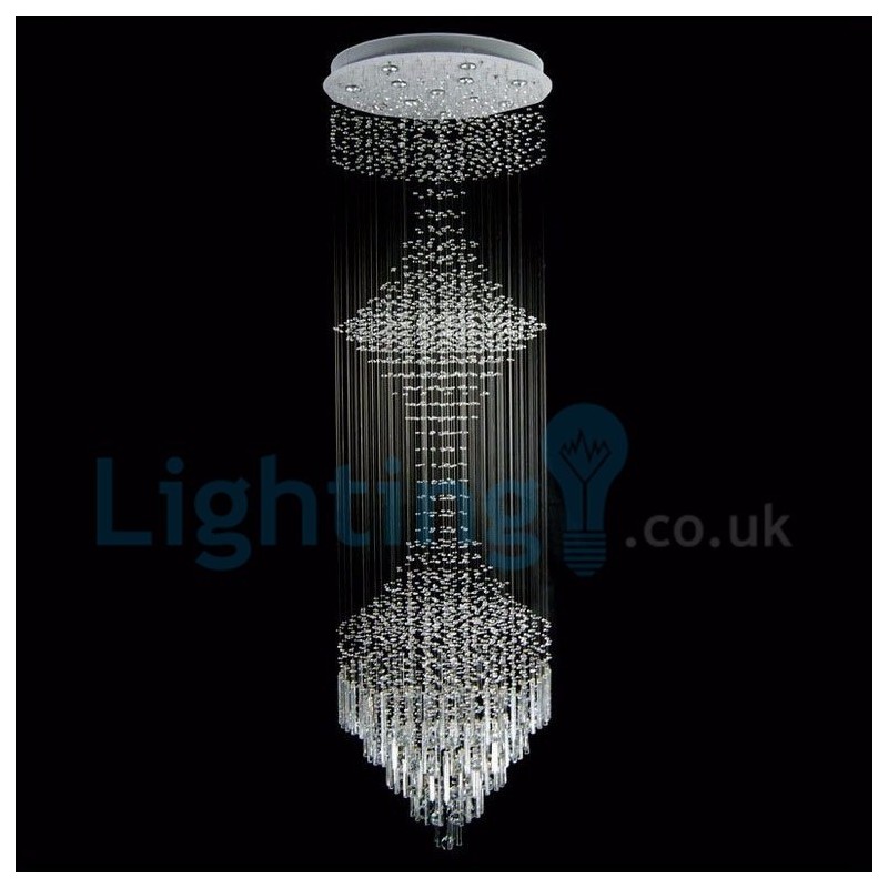 Lustre moderno contemporâneo, luminária pendente embutida, luz de gota de chuva de cristal