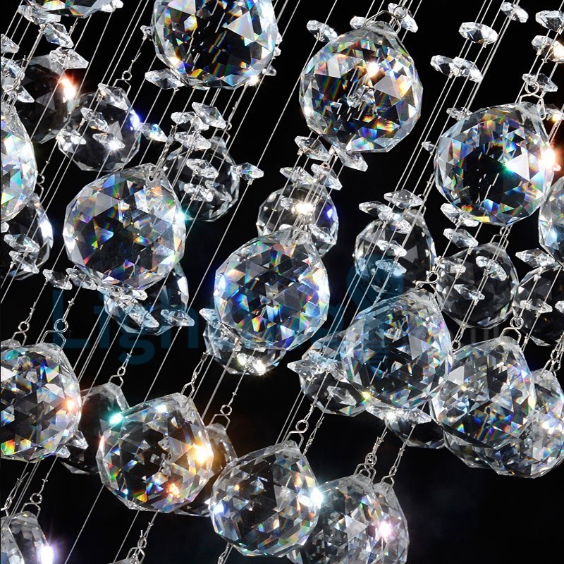 Lustre moderno contemporâneo, luminária pendente embutida, luz de gota de chuva de cristal