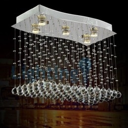 Lustre moderno contemporâneo, luminária pendente embutida, luz de gota de chuva de cristal