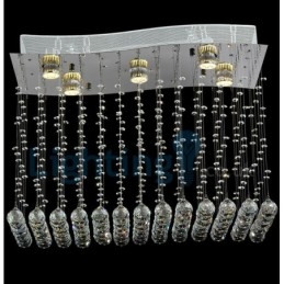 Lustre moderno contemporâneo, luminária pendente embutida, luz de gota de chuva de cristal