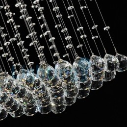Lustre moderno contemporâneo, luminária pendente embutida, luz de gota de chuva de cristal