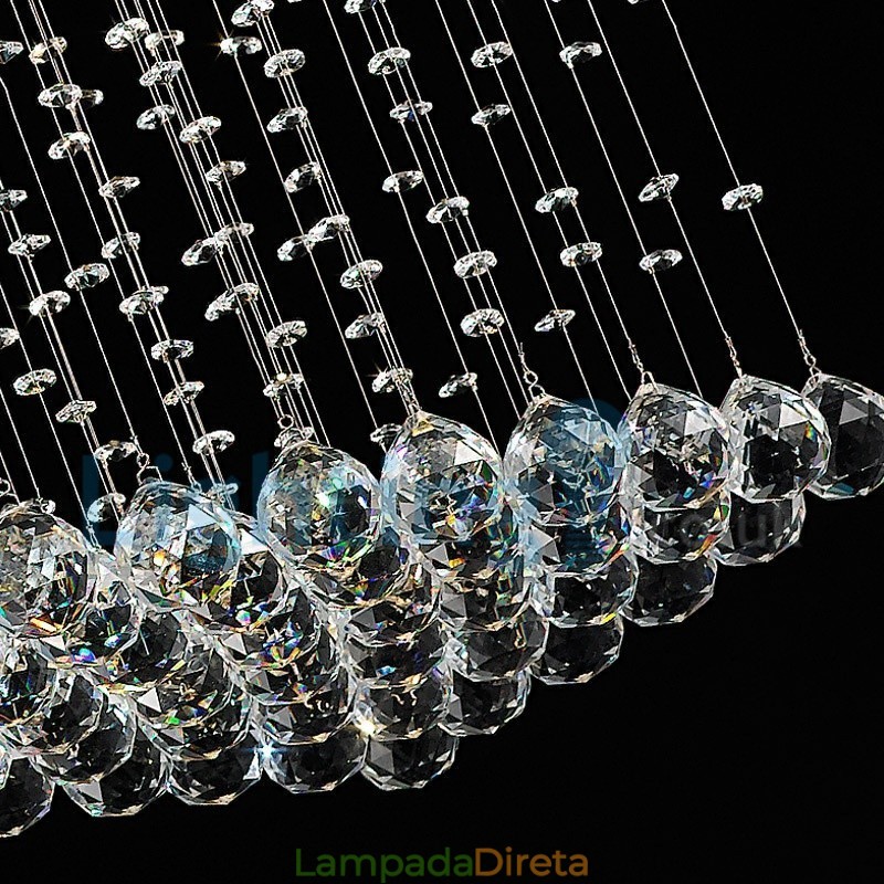 Lustre moderno contemporâneo, luminária pendente embutida, luz de gota de chuva de cristal