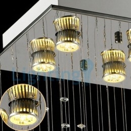 Lustre moderno contemporâneo, luminária pendente embutida, luz de gota de chuva de cristal