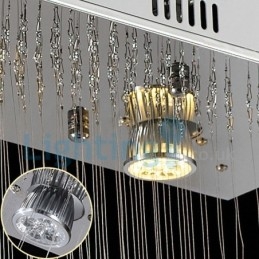 Lustre moderno contemporâneo, luminária pendente embutida, luz de gota de chuva de cristal