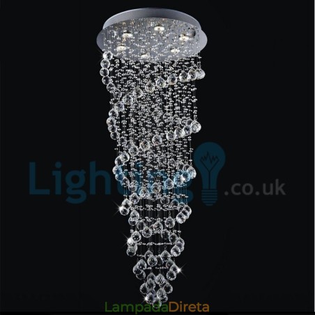 Lustre moderno contemporâneo, luminária pendente embutida, luz de gota de chuva de cristal Lustre moderno contemporâneo, luminária pendente embutida, luz de gota de chuva de cristal