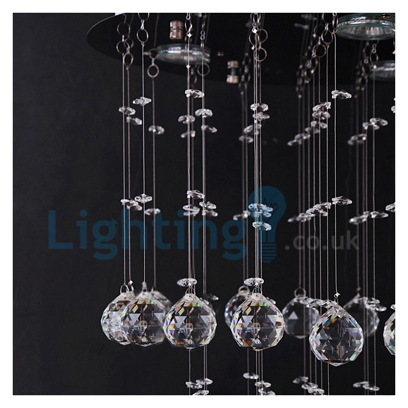 Lustre moderno contemporâneo, luminária pendente embutida, luz de gota de chuva de cristal