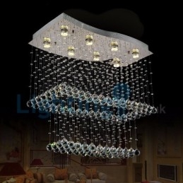 Lustre moderno contemporâneo, luminária pendente embutida, luz de gota de chuva de cristal