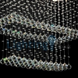 Lustre moderno contemporâneo, luminária pendente embutida, luz de gota de chuva de cristal