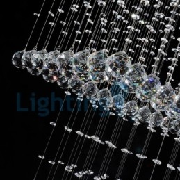 Lustre moderno contemporâneo, luminária pendente embutida, luz de gota de chuva de cristal