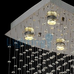 Lustre moderno contemporâneo, luminária pendente embutida, luz de gota de chuva de cristal
