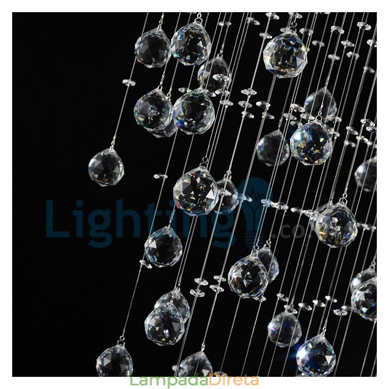Lustre moderno contemporâneo, luminária pendente embutida, luz de gota de chuva de cristal