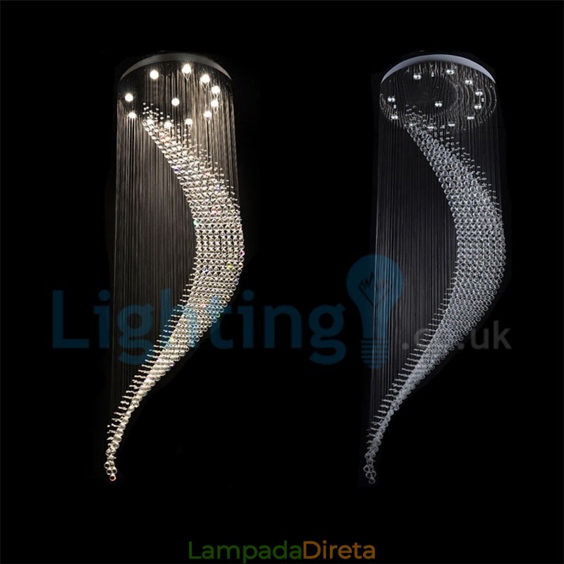 Lustre moderno contemporâneo, luminária pendente embutida, luz de gota de chuva de cristal