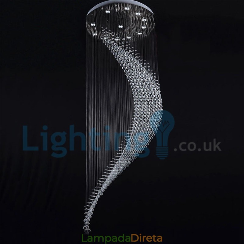 Lustre moderno contemporâneo, luminária pendente embutida, luz de gota de chuva de cristal