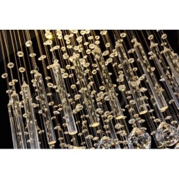 Lustre moderno contemporâneo, luminária pendente embutida, luz de gota de chuva de cristal