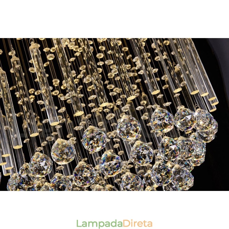 Lustre moderno contemporâneo, luminária pendente embutida, luz de gota de chuva de cristal