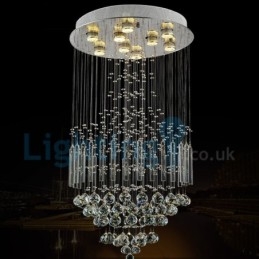 Lustre moderno contemporâneo, luminária pendente embutida, luz de gota de chuva de cristal