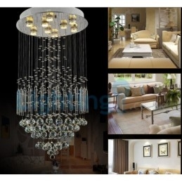 Lustre moderno contemporâneo, luminária pendente embutida, luz de gota de chuva de cristal