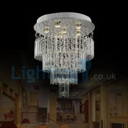 Lustre moderno contemporâneo, luminária pendente embutida, luz de gota de chuva de cristal
