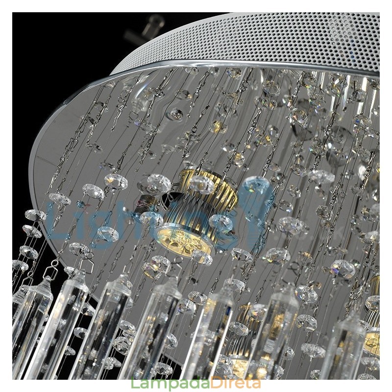 Lustre moderno contemporâneo, luminária pendente embutida, luz de gota de chuva de cristal