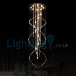 Lustre moderno contemporâneo, luminária pendente embutida, luz de gota de chuva de cristal