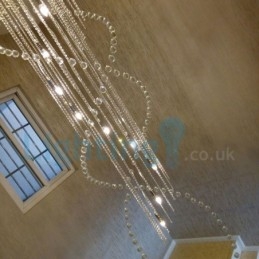 Lustre moderno contemporâneo, luminária pendente embutida, luz de gota de chuva de cristal