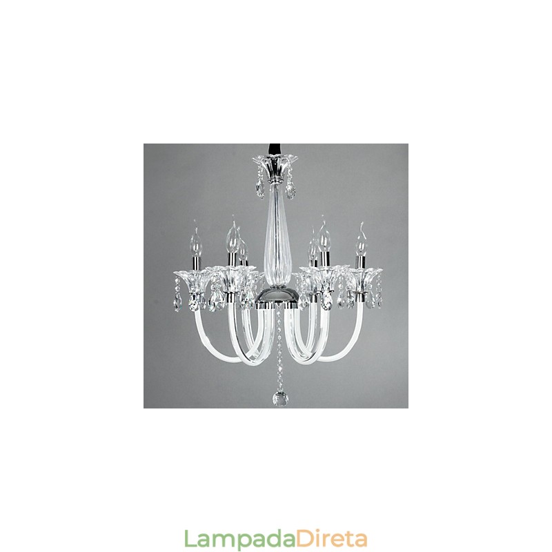 Lustre estilo americano Lodge 6 luzes com cúpula de vidro