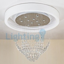 Lustre moderno contemporâneo, luminária pendente embutida, luz de gota de chuva de cristal