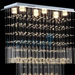 Lustre moderno contemporâneo, luminária pendente embutida, luz de gota de chuva de cristal