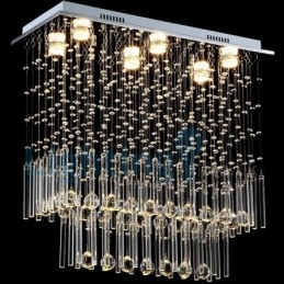Lustre moderno contemporâneo, luminária pendente embutida, luz de gota de chuva de cristal