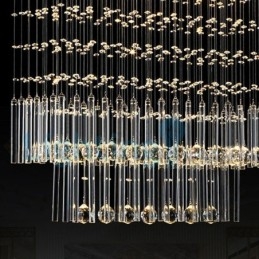 Lustre moderno contemporâneo, luminária pendente embutida, luz de gota de chuva de cristal