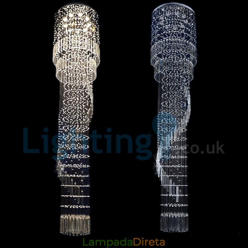 Lustre moderno contemporâneo, luminária pendente embutida, luz de gota de chuva de cristal