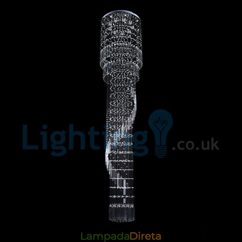 Lustre moderno contemporâneo, luminária pendente embutida, luz de gota de chuva de cristal