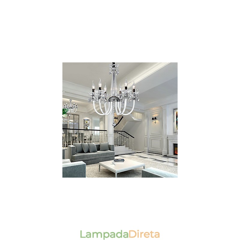 Lustre estilo americano Lodge 6 luzes com cúpula de vidro