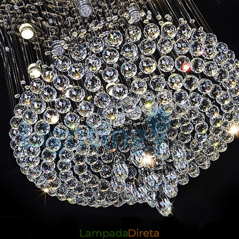 Lustre moderno contemporâneo, luminária pendente embutida, luz de gota de chuva de cristal