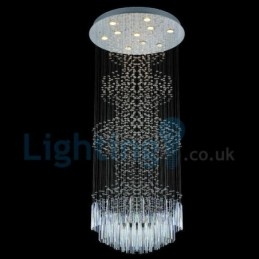 Lustre moderno contemporâneo, luminária pendente embutida, luz de gota de chuva de cristal