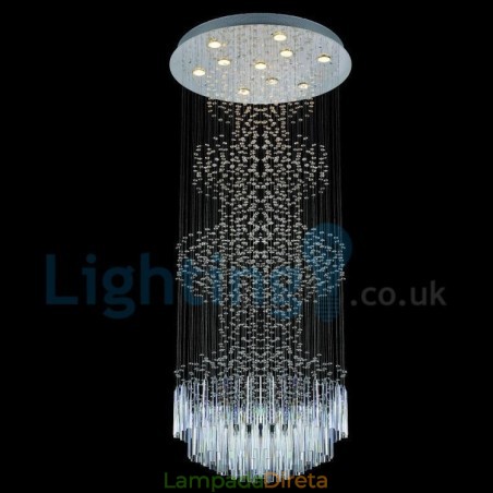 Lustre moderno contemporâneo, luminária pendente embutida, luz de gota de chuva de cristal Lustre moderno contemporâneo, luminária pendente embutida, luz de gota de chuva de cristal