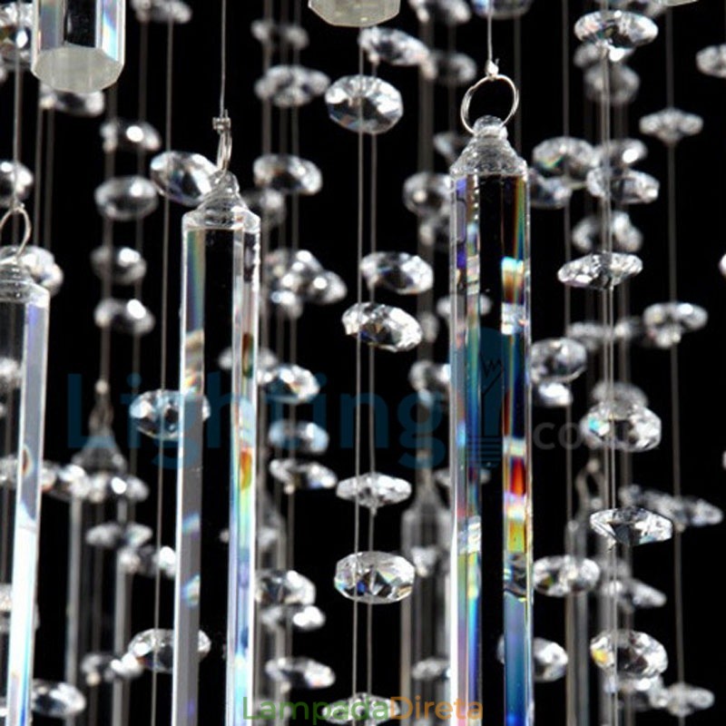 Lustre moderno contemporâneo, luminária pendente embutida, luz de gota de chuva de cristal